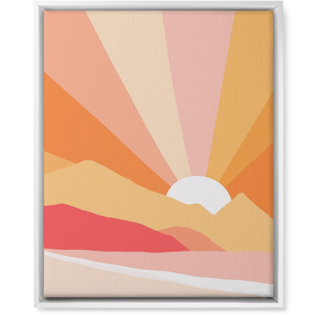 Retro Summer Coast - Warm Wall Art, White, Single piece, Canvas, 16x20, Multicolor
