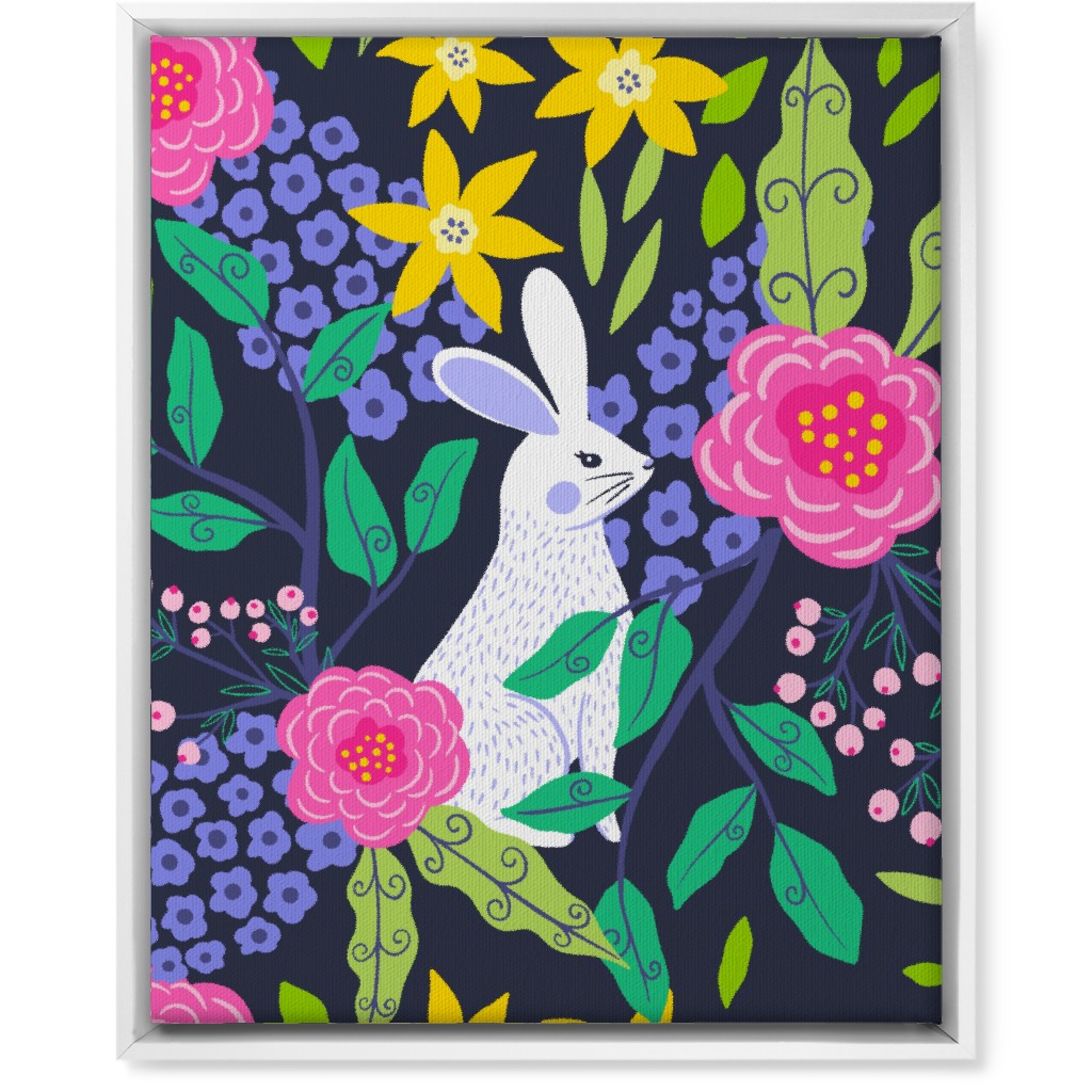 Botanical Bunny - Multi Wall Art, White, Single piece, Canvas, 16x20, Multicolor