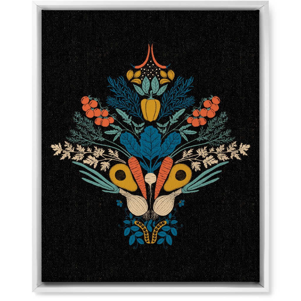 Vegatables Wall Art, White, Single piece, Canvas, 16x20, Multicolor, Coal