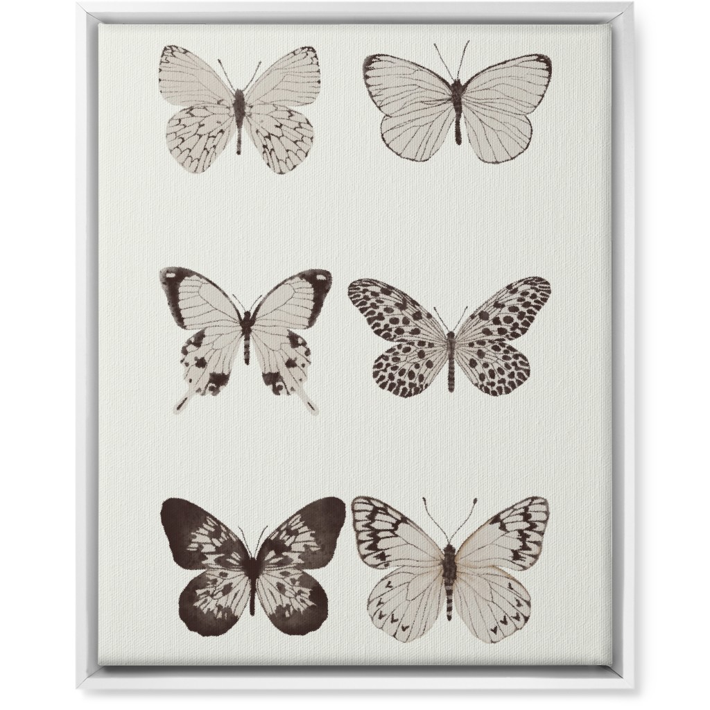 Butterflies Pairs Wall Art, White, Single piece, Canvas, 16x20, Gray, Rye