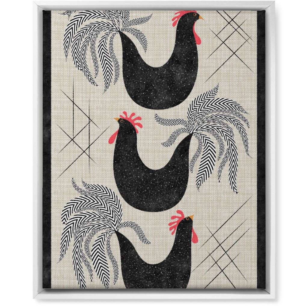 Roosters! - Black & White Wall Art, White, Single piece, Canvas, 16x20, Black