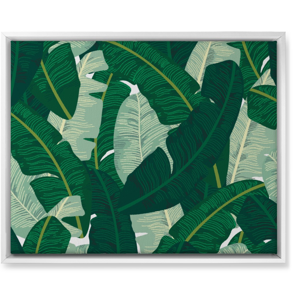 Classic Banana Leaves - Palm Springs Green Wall Art, White, Single piece, Canvas, 16x20, Green
