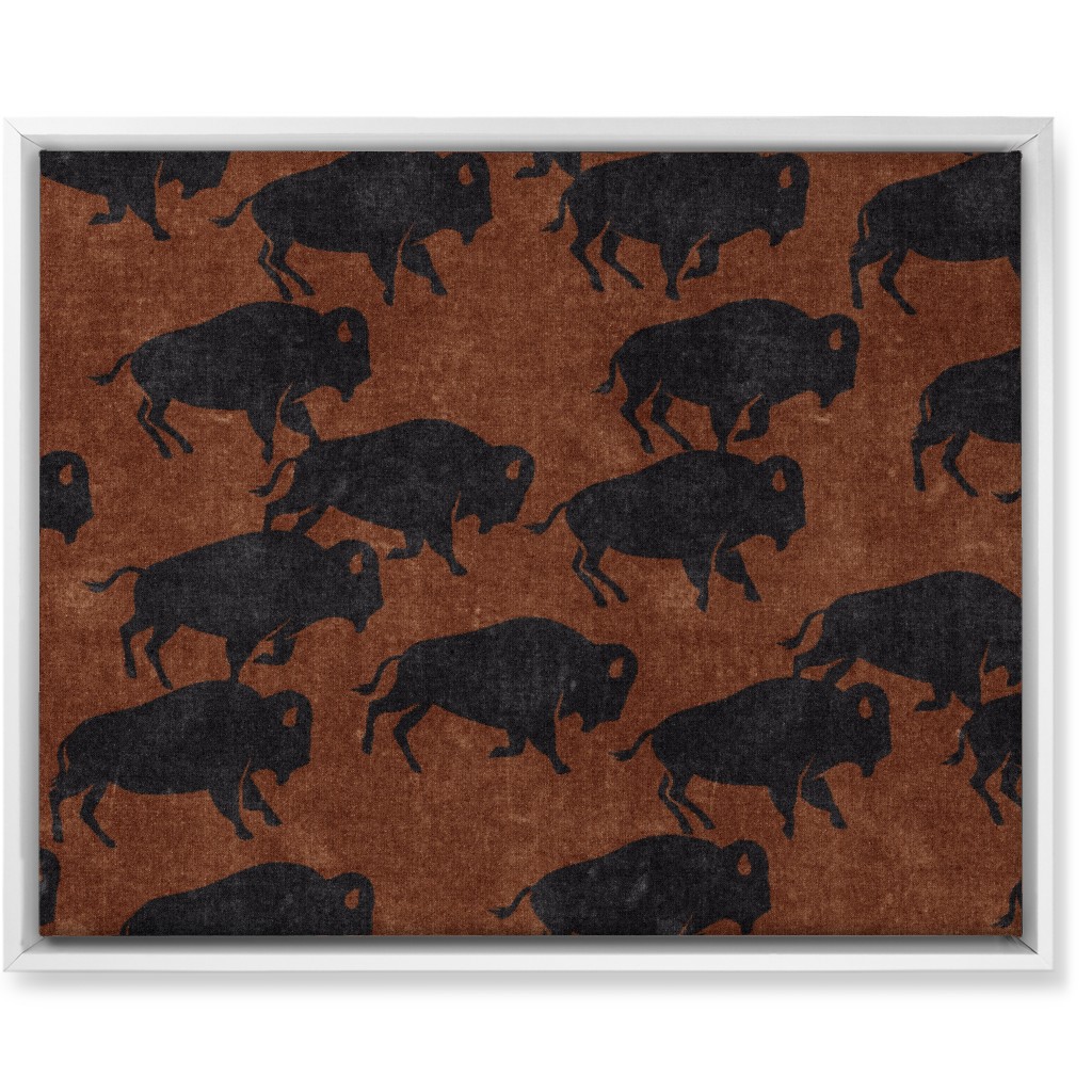 Bison Stampede - Inkwell on Brandywine Wall Art, White, Single piece, Canvas, 16x20, Brown