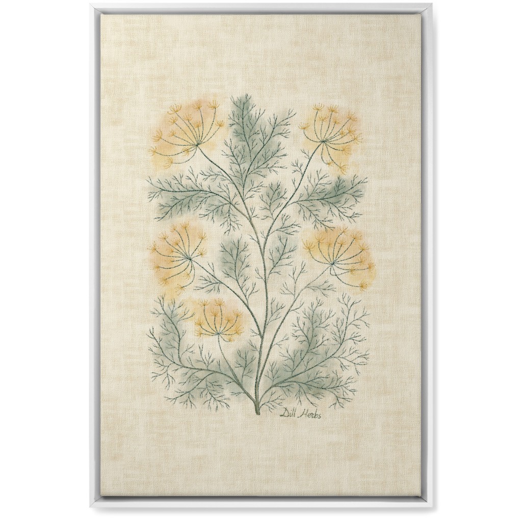 Dill Botanical Illustration Wall Art, White, Single piece, Canvas, 20x30, Beige, Pearl