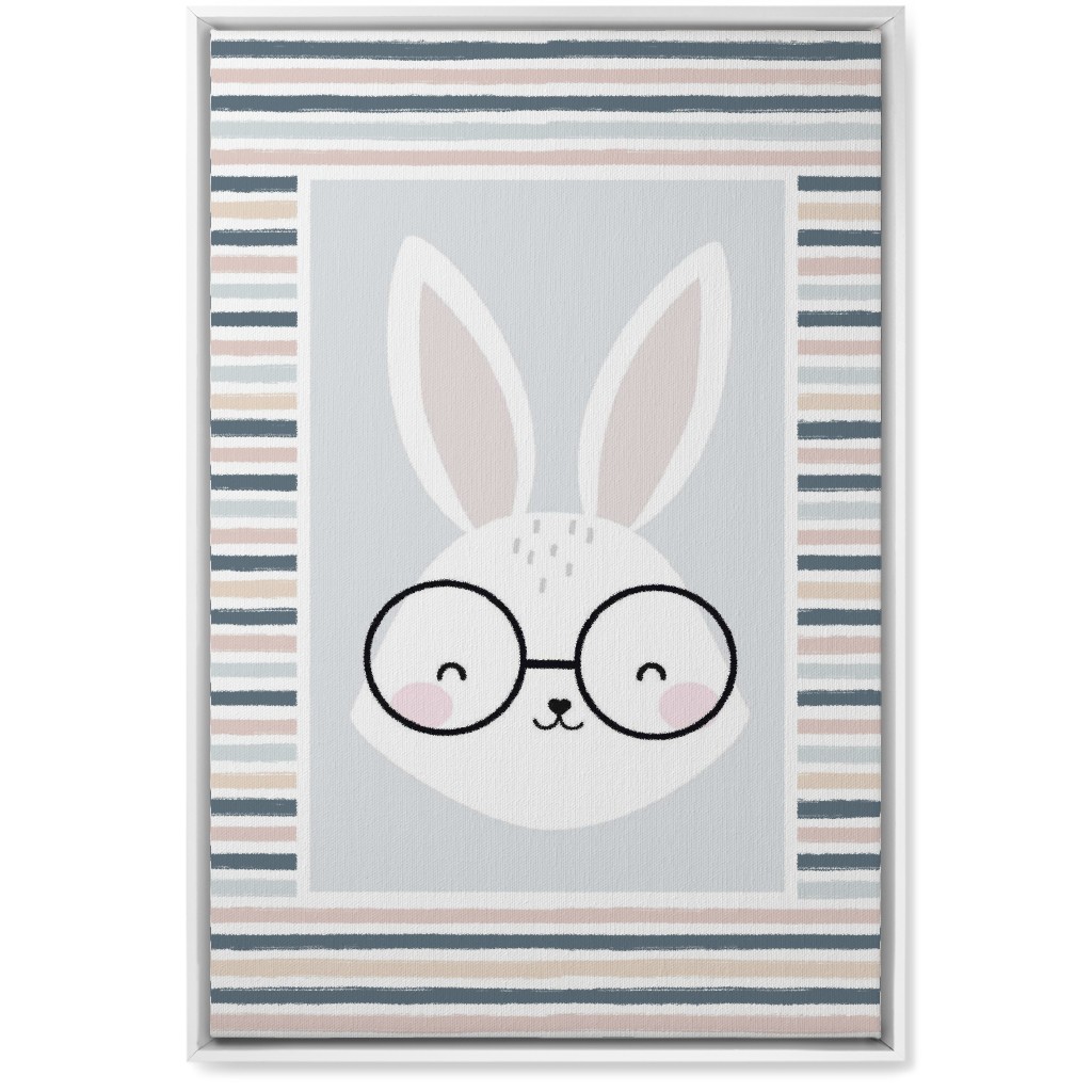 Spring Baby Boy Bunny - Neutral Soft Palette Wall Art, White, Single piece, Canvas, 20x30, Blue, True Blue