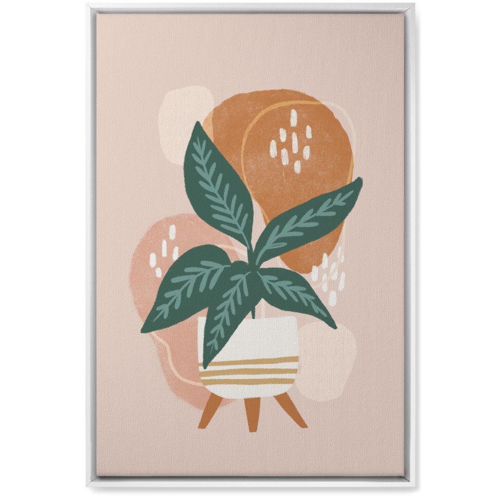 House Plant on Blush Wall Art, White, Single piece, Canvas, 20x30, Pink