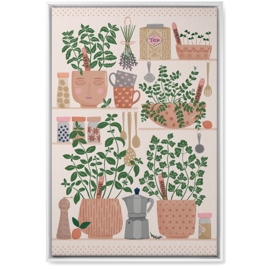 Little Herb Garden in the Kitchen Wall Art, White, Single piece, Canvas, 20x30, Multicolor