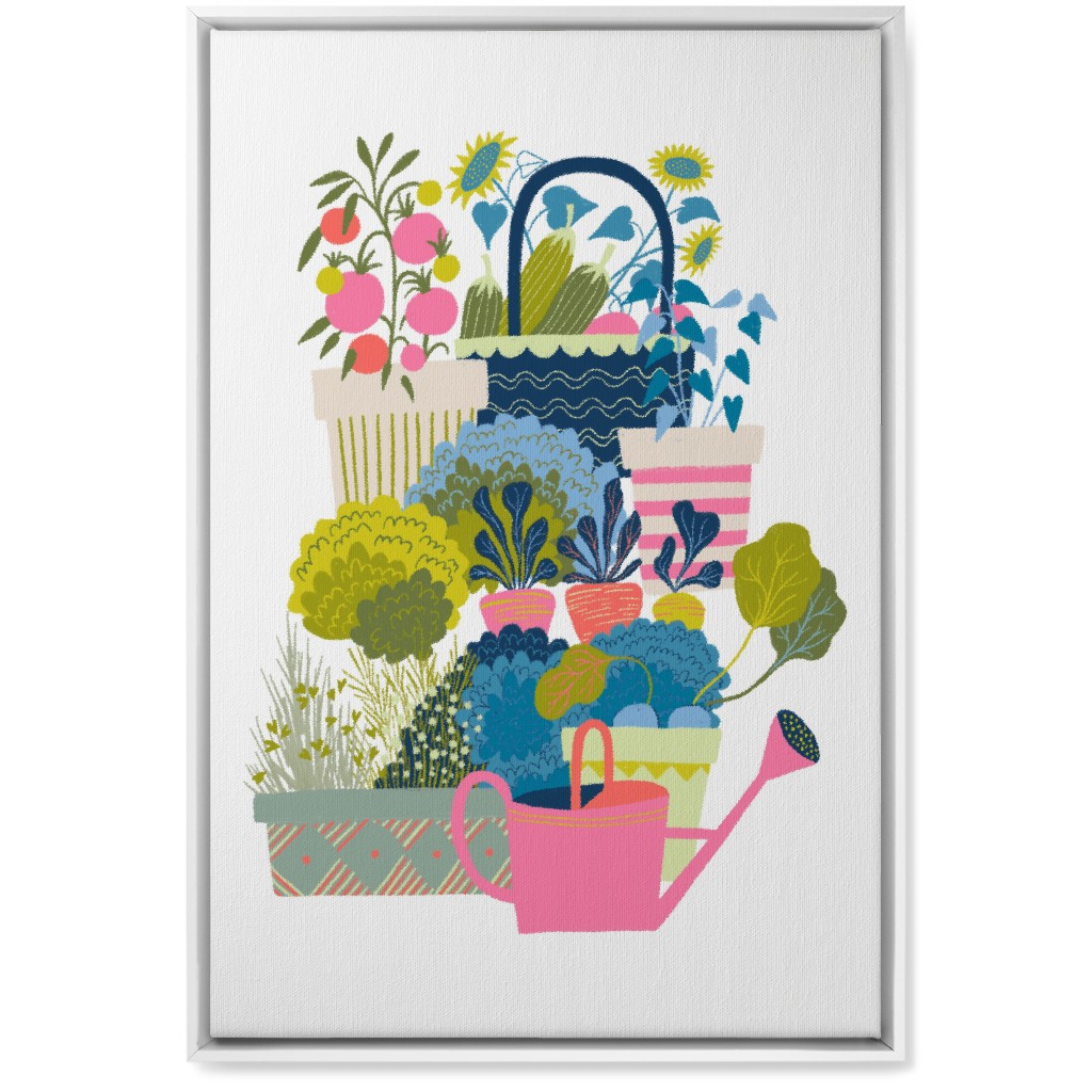 Growing Herbs and Flower Gardens - Multi Wall Art, White, Single piece, Canvas, 20x30, Multicolor