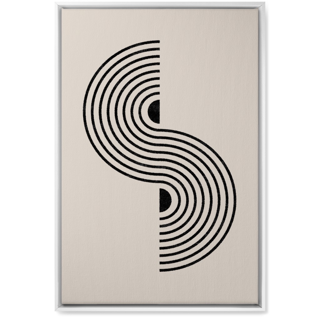 Minimal Geometric Lines - Neutral Wall Art, White, Single piece, Canvas, 20x30, Beige, Pearl