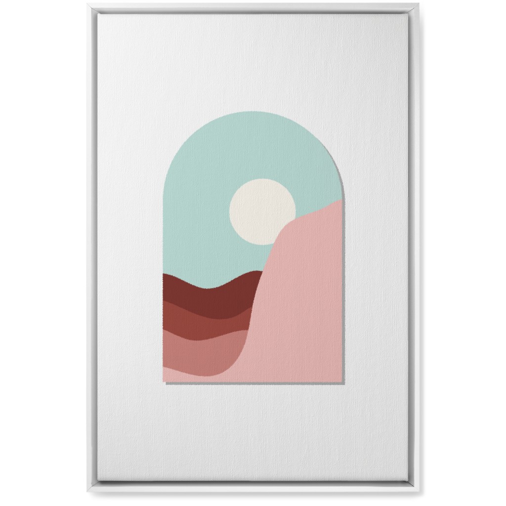 Abstract Desert Landscape in Window Daylight Wall Art, White, Single piece, Canvas, 20x30, Multicolor, Silver Lining