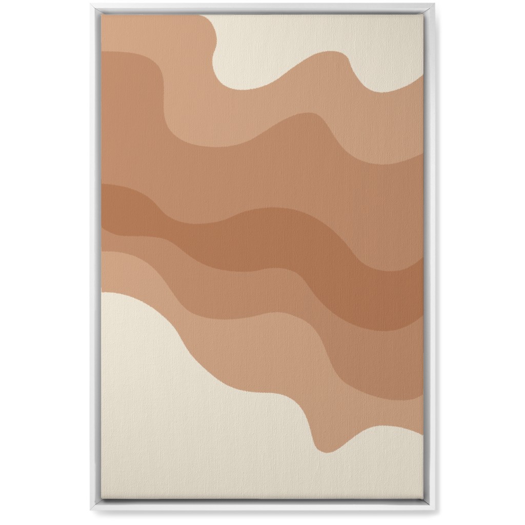 Retro Abstract Waves Wall Art, White, Single piece, Canvas, 20x30, Orange
