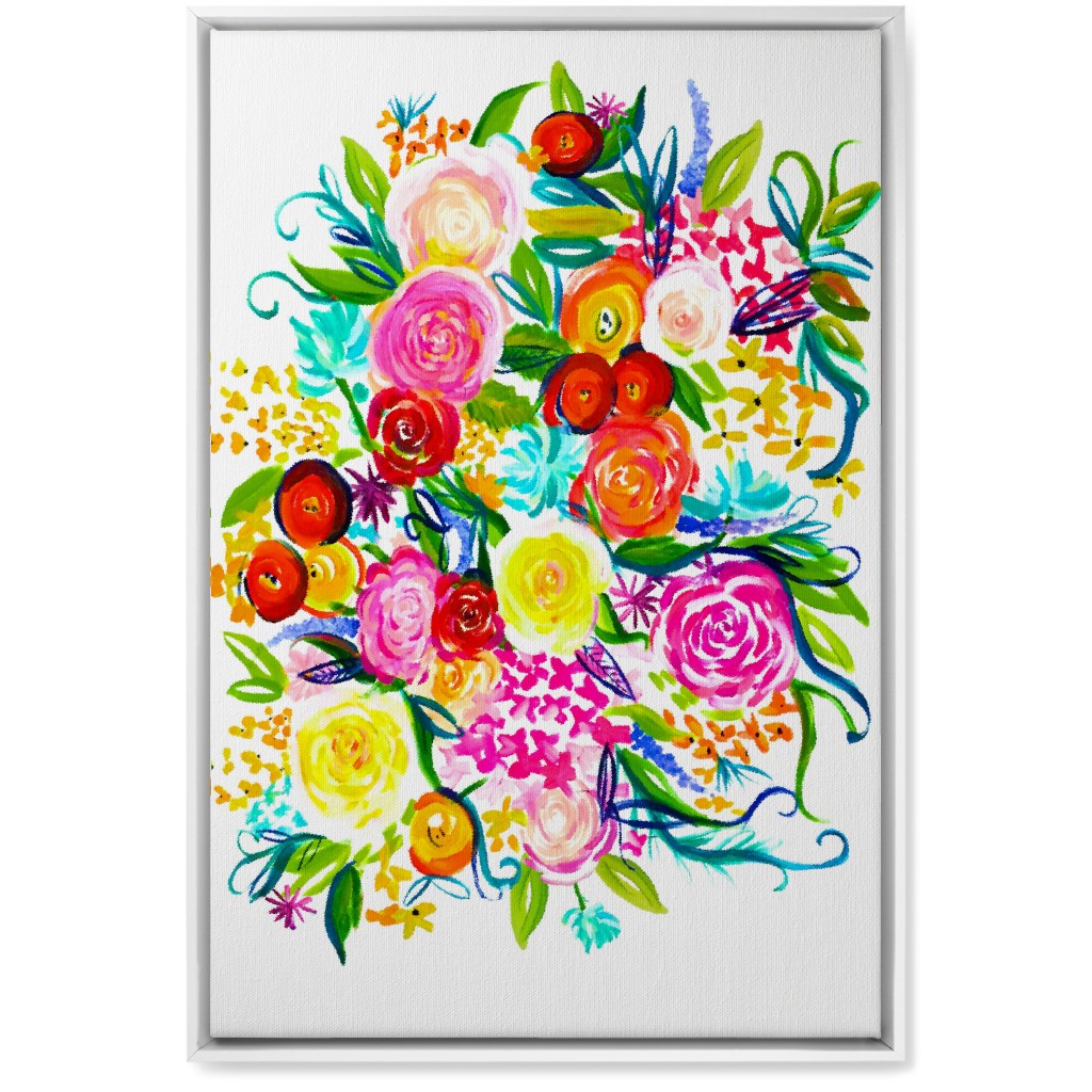 Summer Floral Acrylic Floral - Neon Wall Art, White, Single piece, Canvas, 20x30, Multicolor