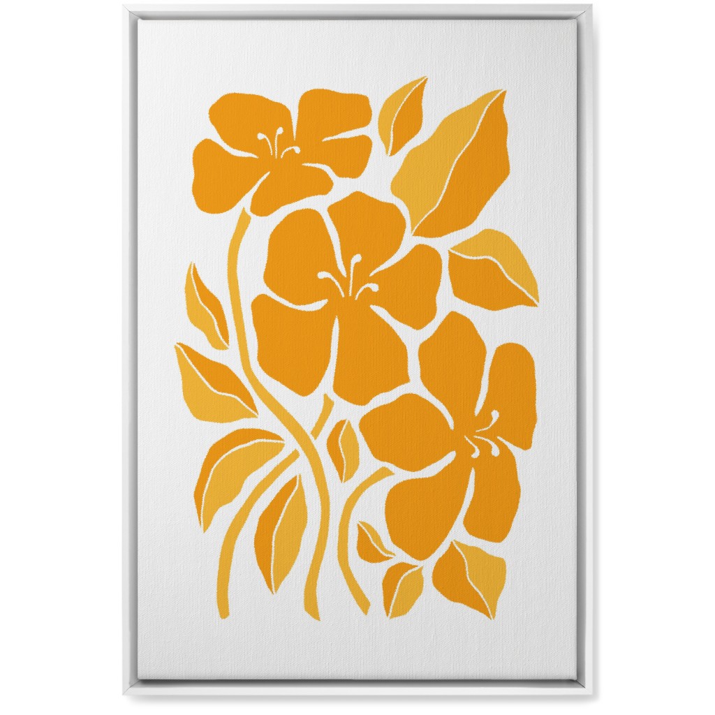 Minimalist Block Hibiscus Floral - Yellow Wall Art, White, Single piece, Canvas, 20x30, Orange