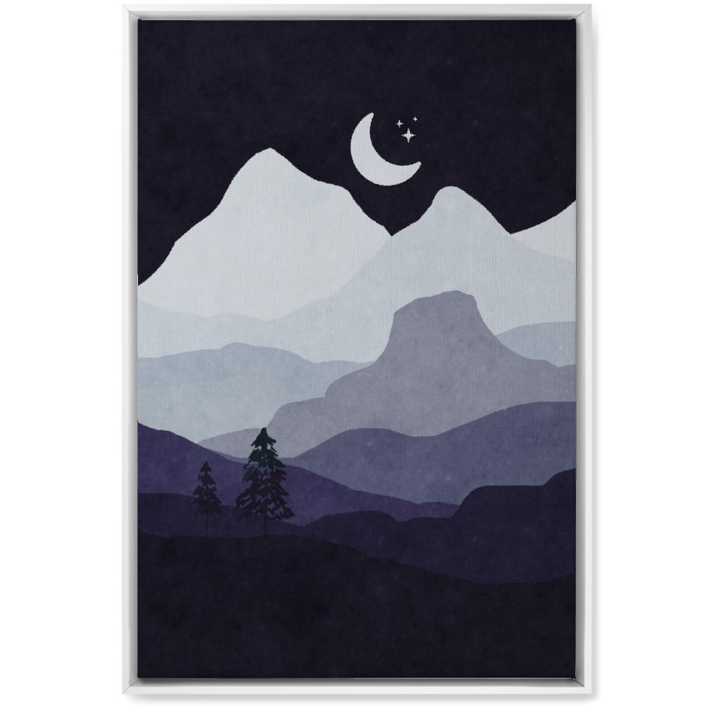 Mountain View Wall Art, White, Single piece, Canvas, 20x30, Purple, Charcoal