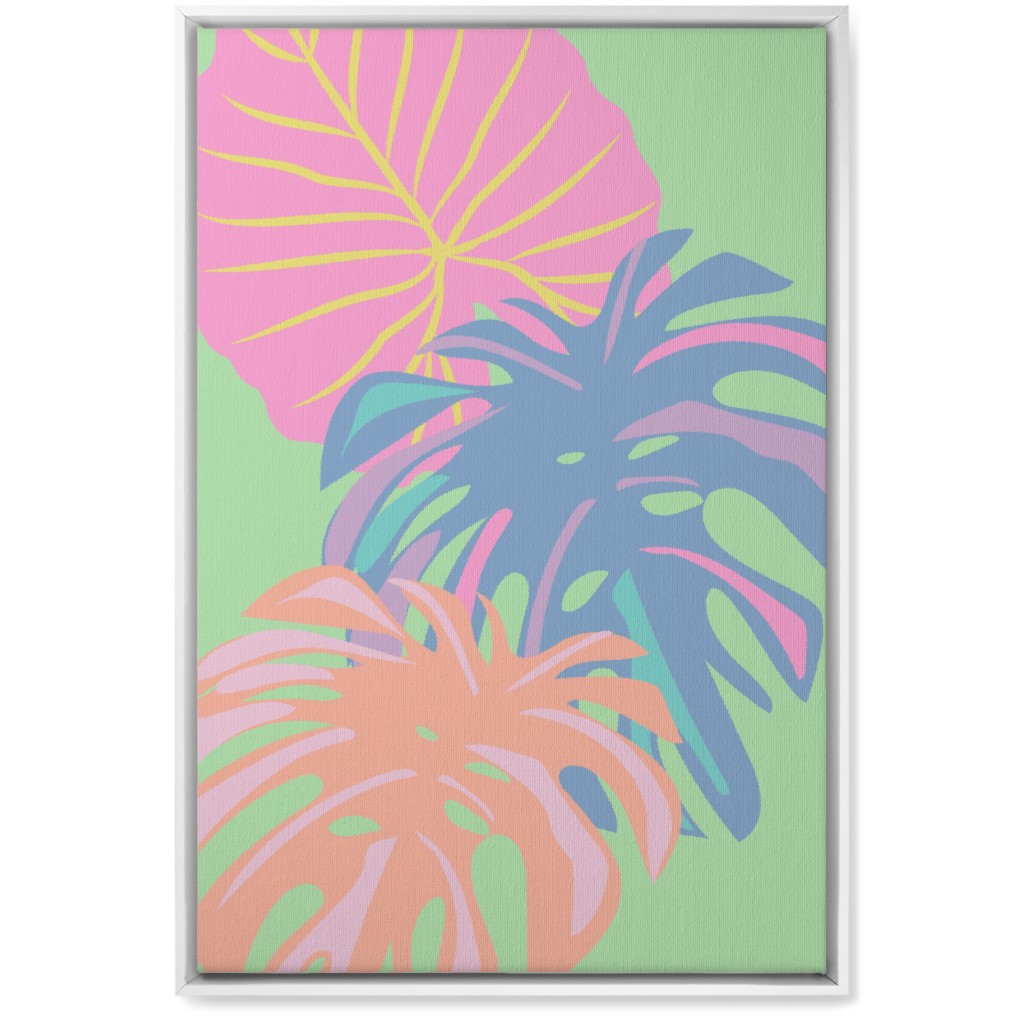 Bold Tropical Leaves - Multi Wall Art, White, Single piece, Canvas, 20x30, Multicolor