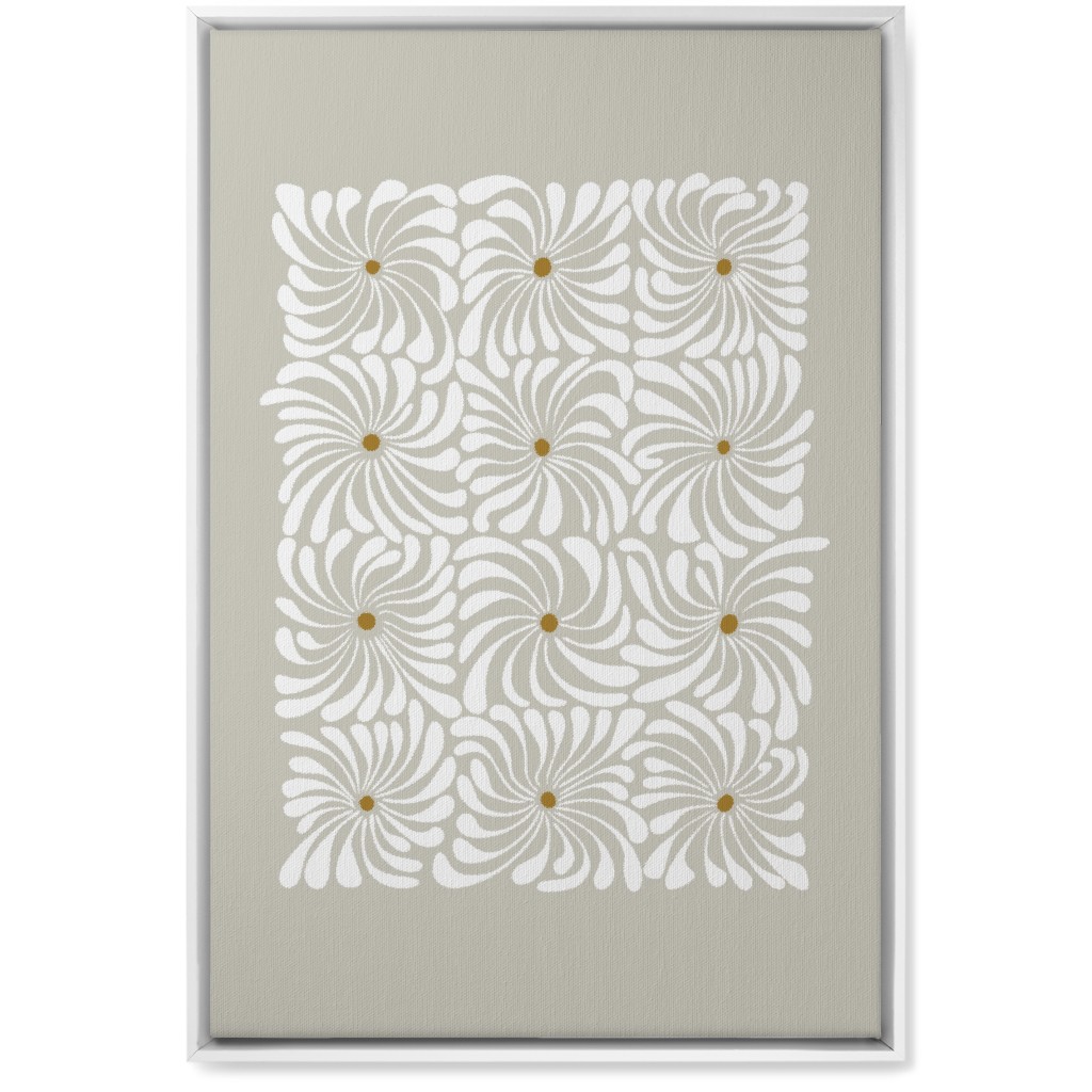 Mod Daisy Grid Wall Art, White, Single piece, Canvas, 20x30, Gray, Pebble