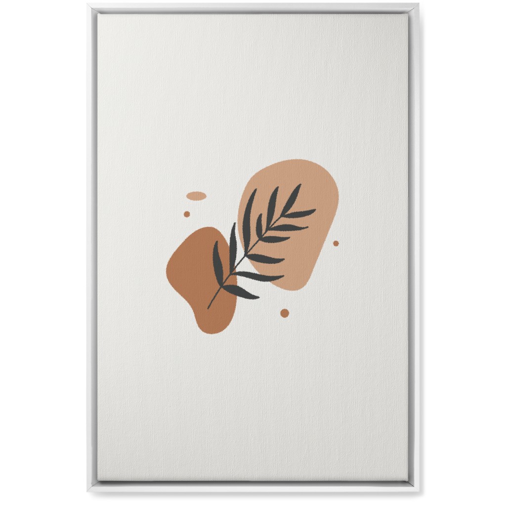 Shapes and Fern Leaf Wall Art, White, Single piece, Canvas, 20x30, Orange, Pueblo