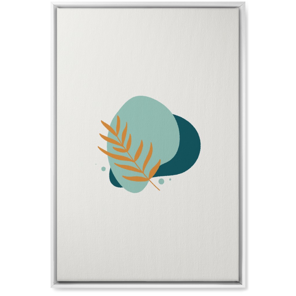Shapes and Fern Leaf Vi Wall Art, White, Single piece, Canvas, 20x30, Green, Ink Spot