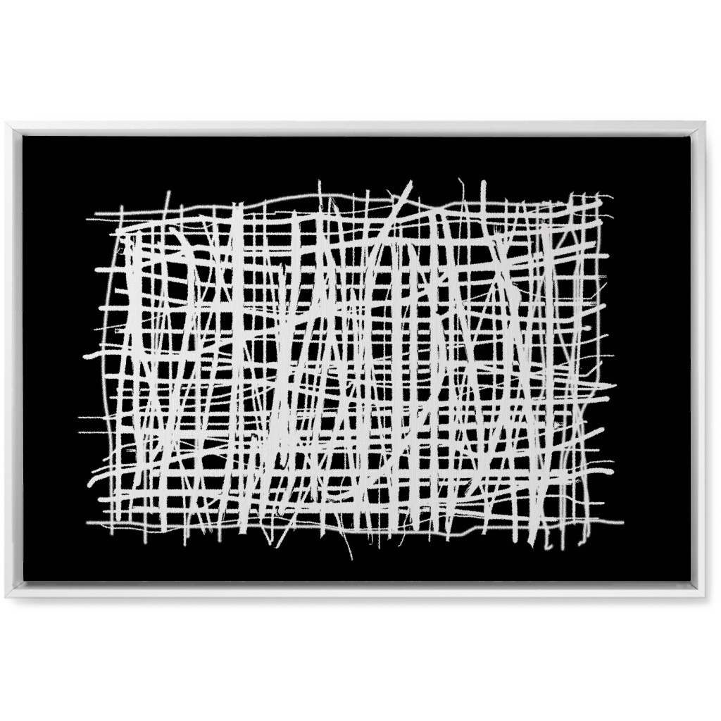 Woven Abstraction - White on Black Wall Art, White, Single piece, Canvas, 20x30, Black