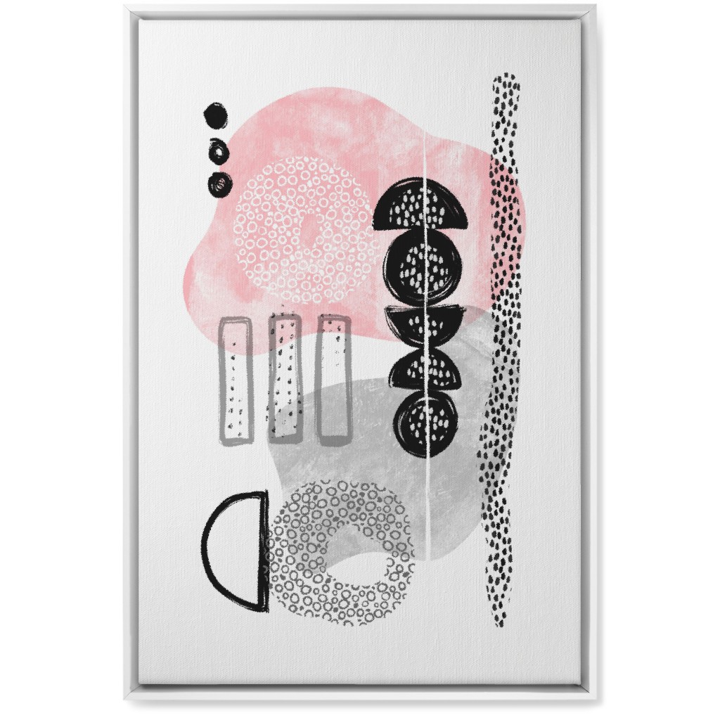 Feminene Abstract - Gray and Pink Wall Art, White, Single piece, Canvas, 20x30, Pink, Bright Pink