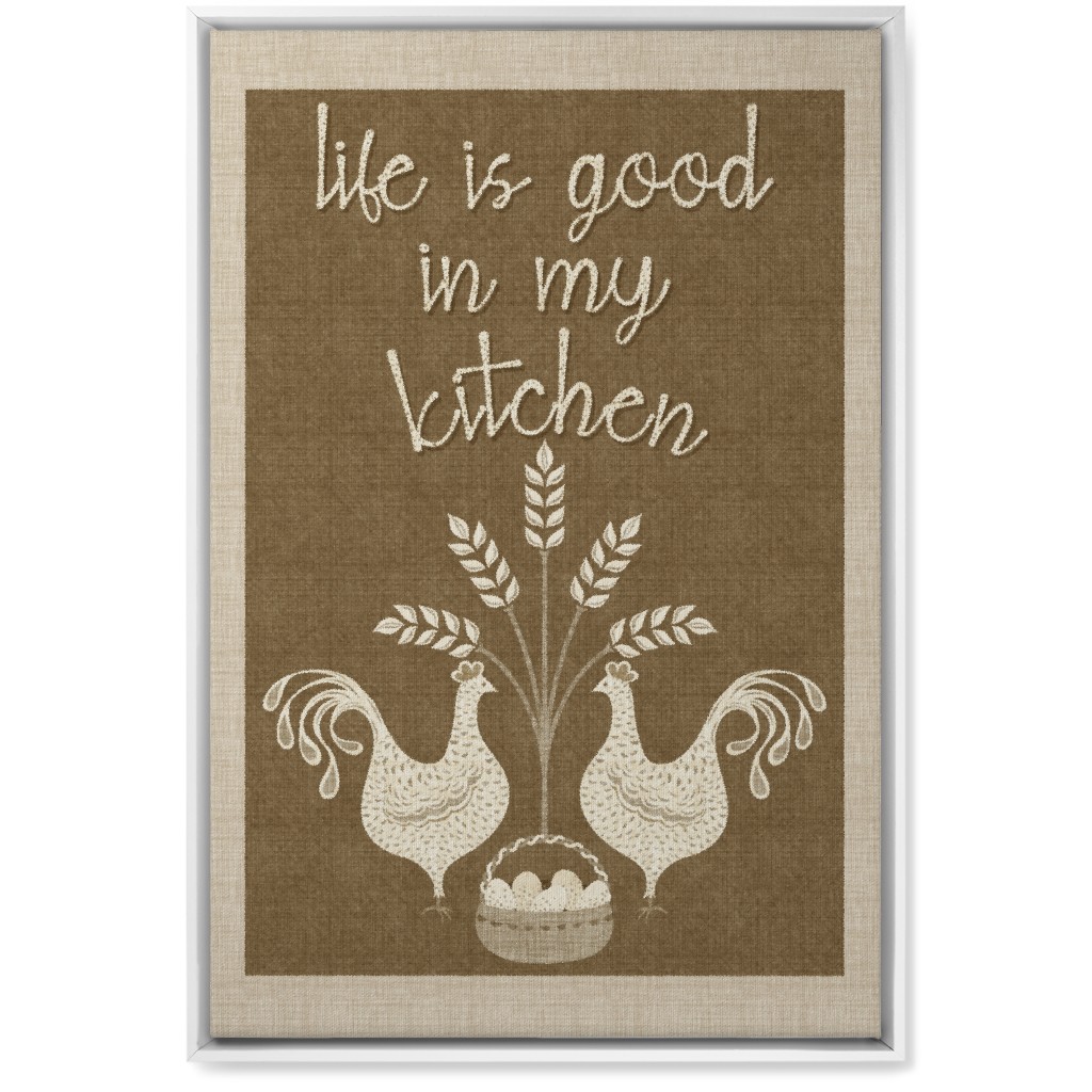 in My Kitchen Vintage Chickens - Brown Wall Art, White, Single piece, Canvas, 20x30, Brown