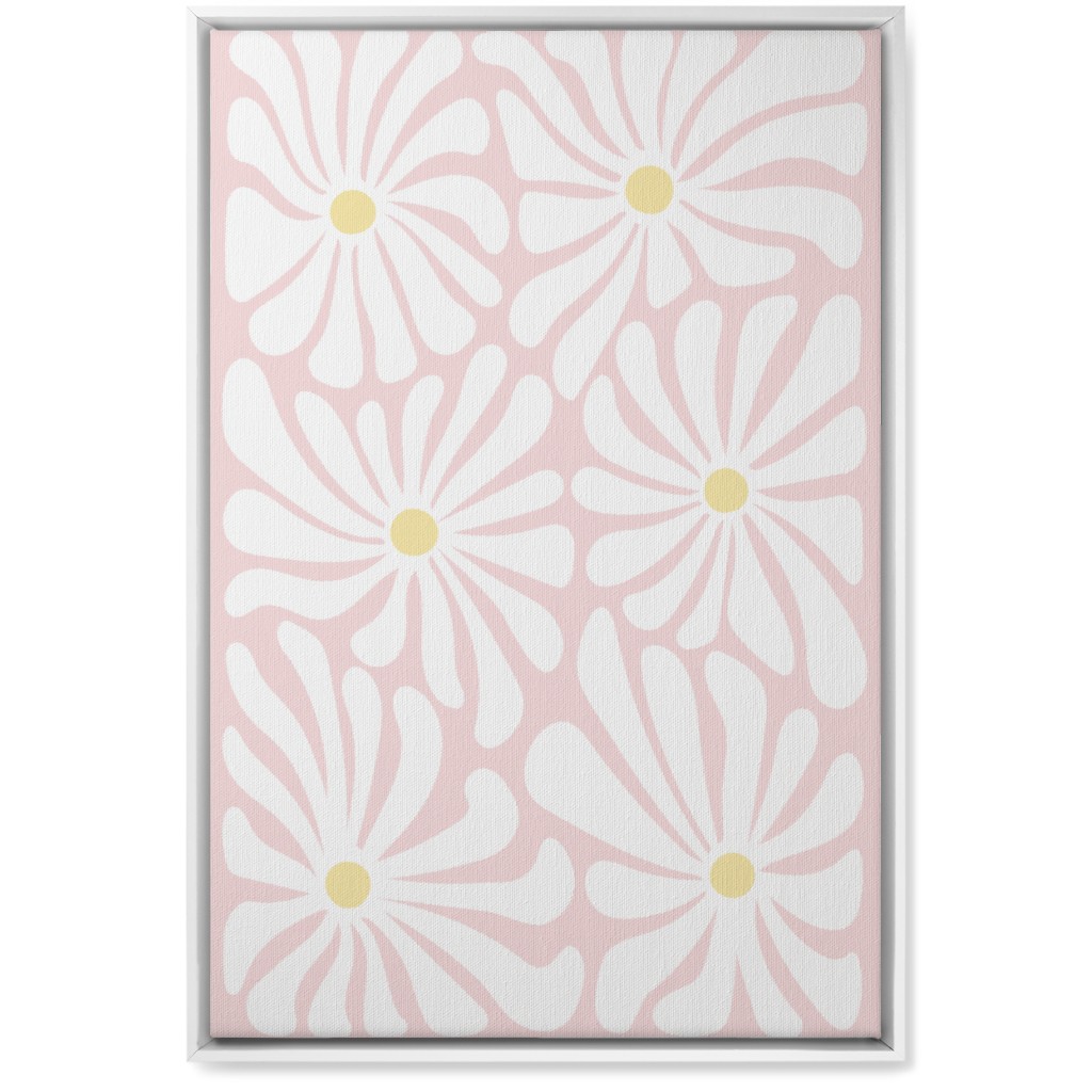 Retro Daisies Wall Art, White, Single piece, Canvas, 20x30, Pink, Pearl