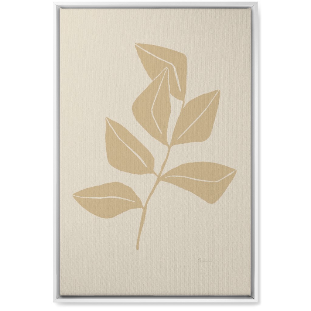 Ficus Botanical - Neutral Wall Art, White, Single piece, Canvas, 20x30, Beige