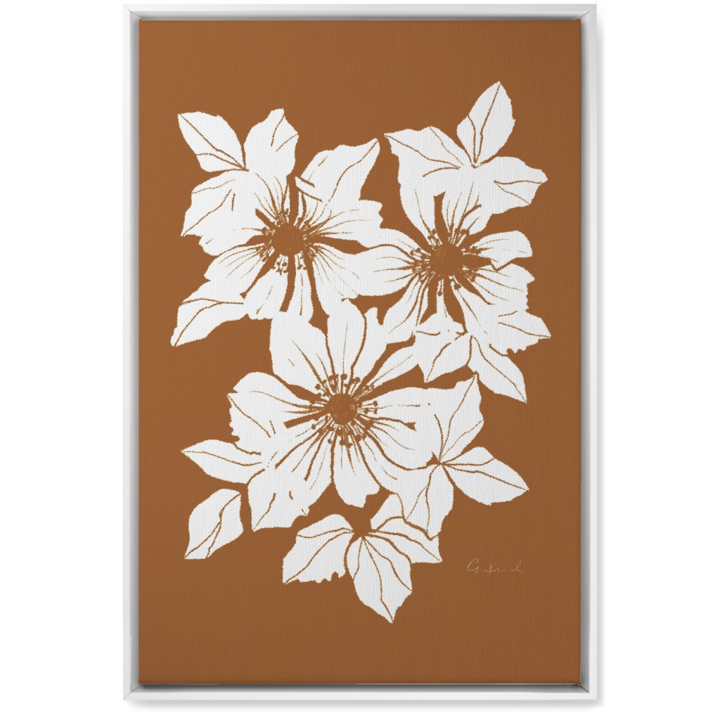 Botanical Big Anemones Wall Art, White, Single piece, Canvas, 20x30, Orange