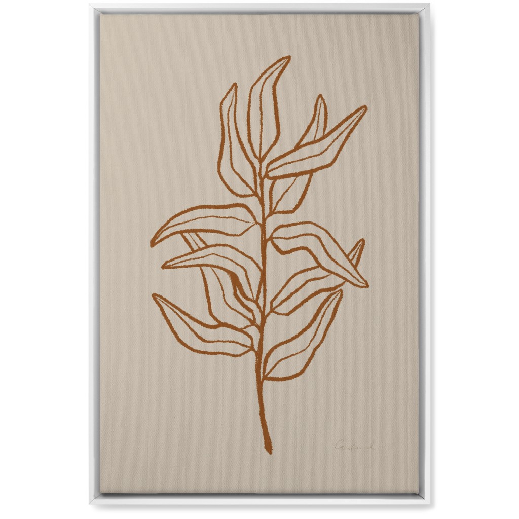Botanical Eucalyptus Branch Wall Art, White, Single piece, Canvas, 20x30, Beige, Golden