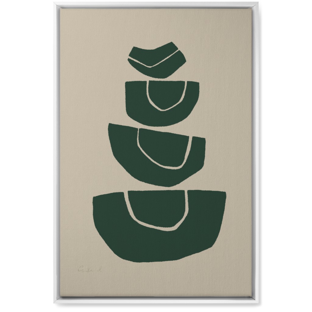 Geometric Stack Abstract Wall Art, White, Single piece, Canvas, 20x30, Green