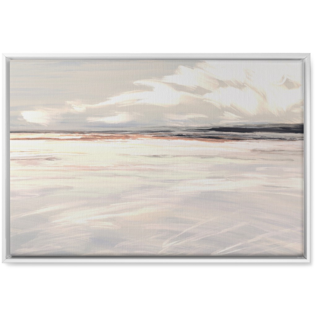 Ocean Sunset Seascape - Neutral Wall Art, White, Single piece, Canvas, 20x30, Blue
