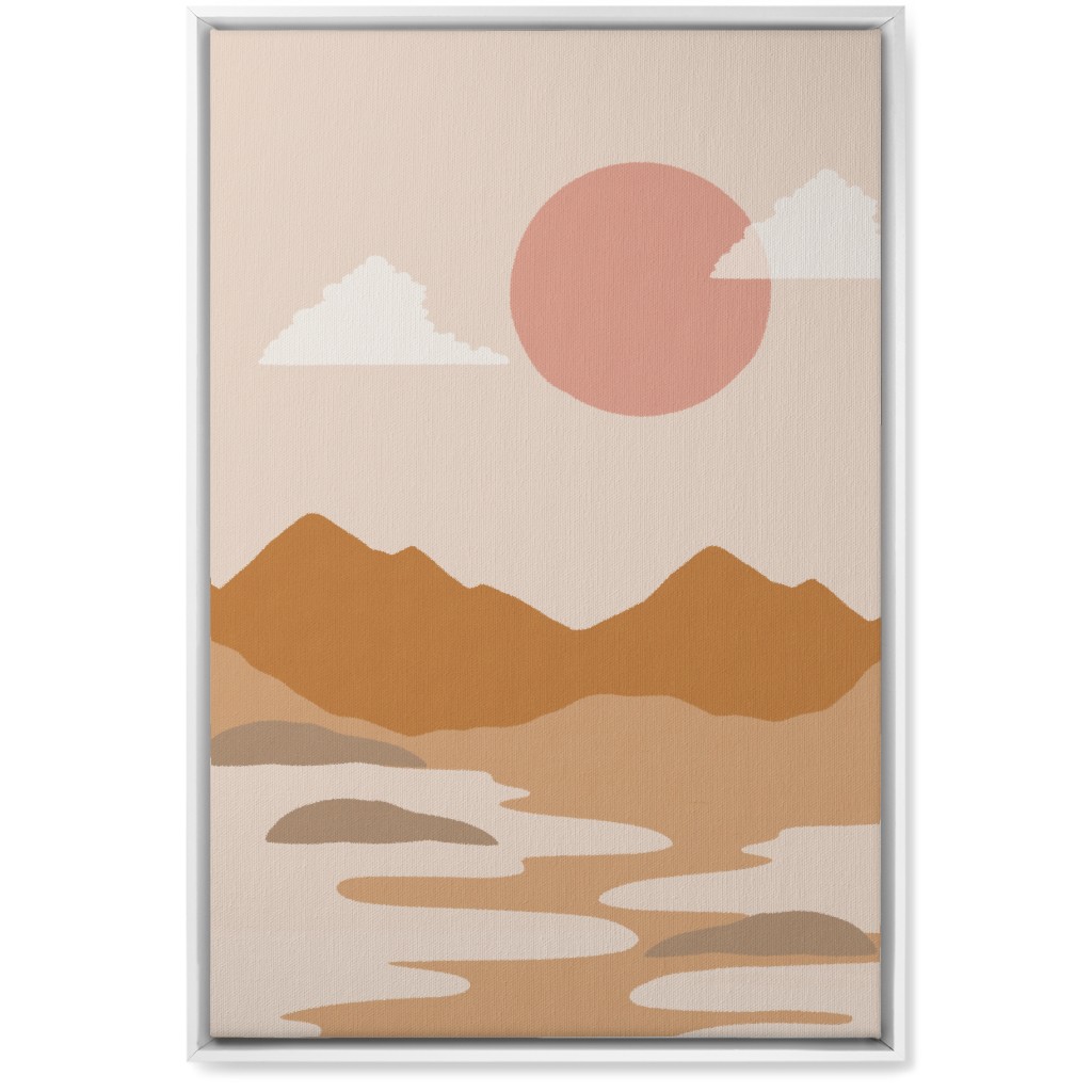 Abstract Mountain Landscape - Neutral Wall Art, White, Single piece, Canvas, 20x30, Orange, Orange