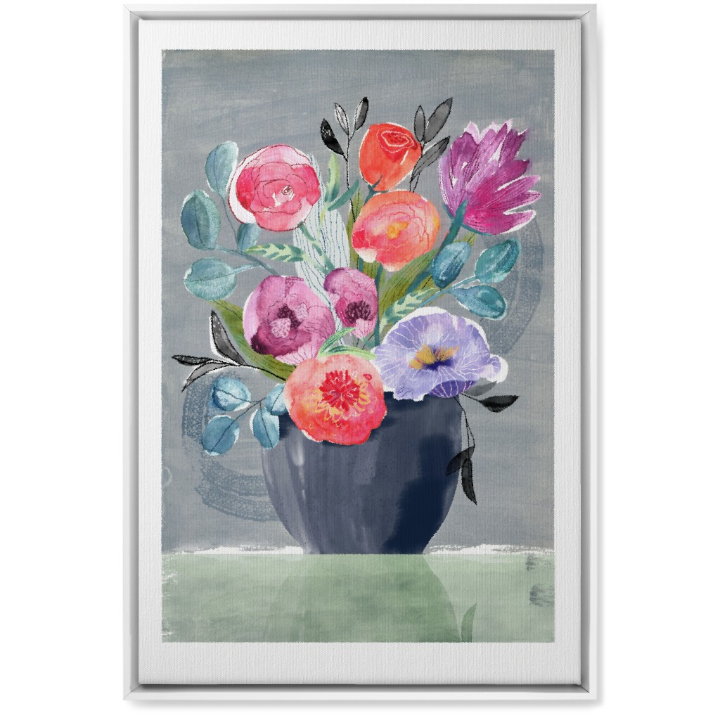 Floral Still Life - Multi Wall Art, White, Single piece, Canvas, 20x30, Multicolor