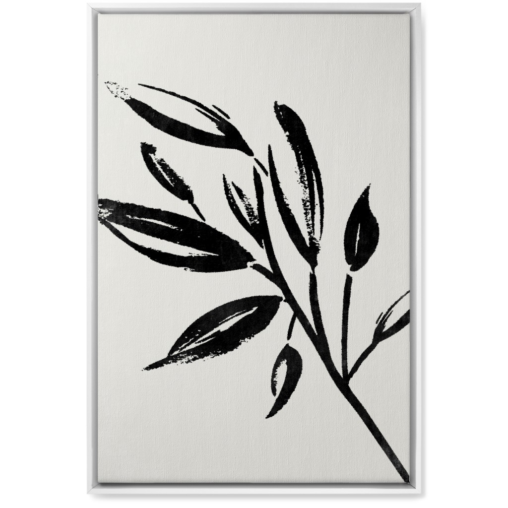 Zen Brush - Black and Beige Wall Art, White, Single piece, Canvas, 20x30, Gray