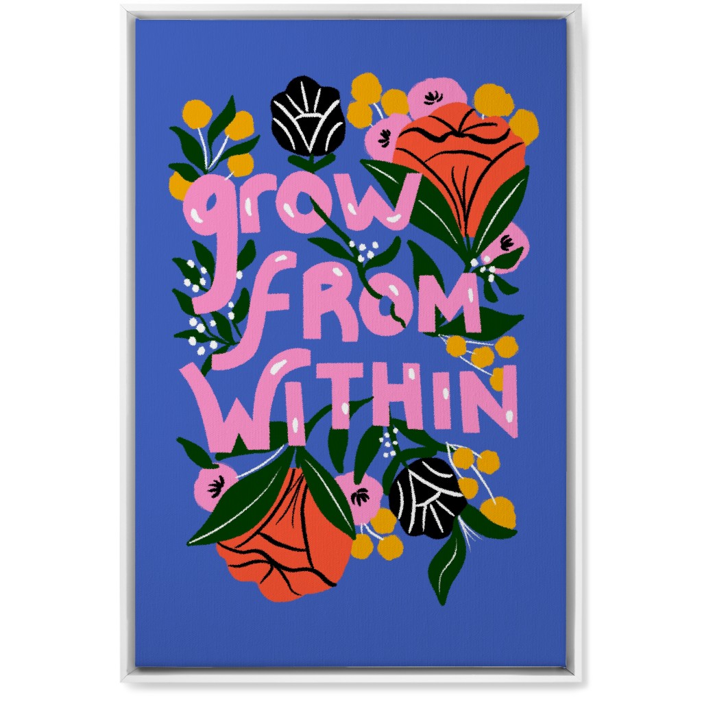 Grow From Within - Multi on Blue Wall Art, White, Single piece, Canvas, 20x30, Blue, True Blue