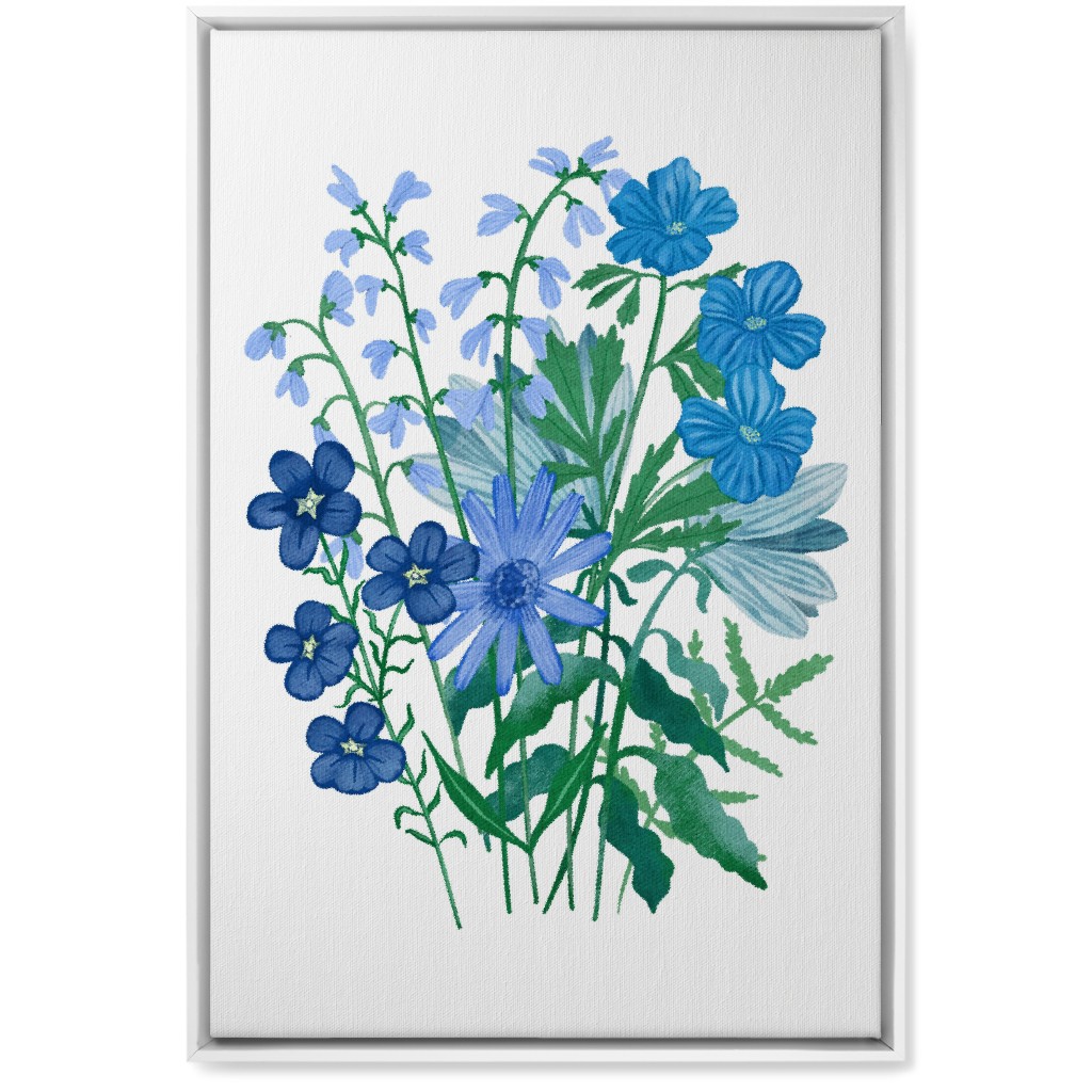 Bouquet of Flowers - Blue Wall Art, White, Single piece, Canvas, 20x30, Blue, True Blue