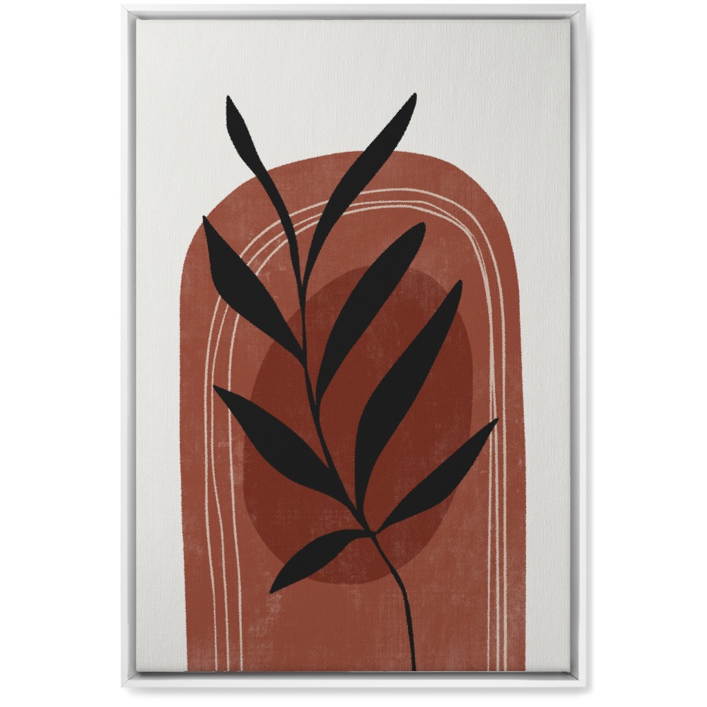 Abstract Leaf Sunrise - Terracotta and Ivory Wall Art, White, Single piece, Canvas, 20x30, Brown