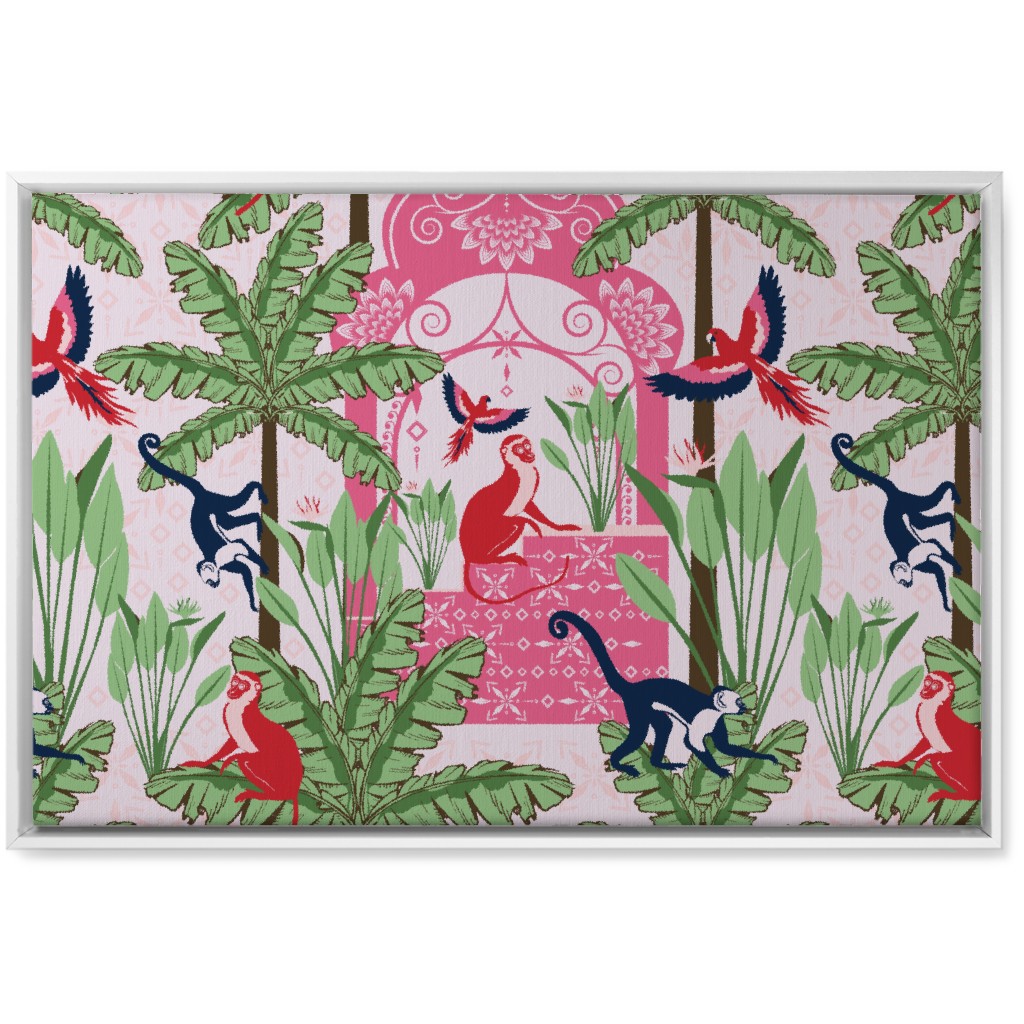 Exotic Tropical Garden Wall Art, White, Single piece, Canvas, 20x30, Pink, Lavender Water