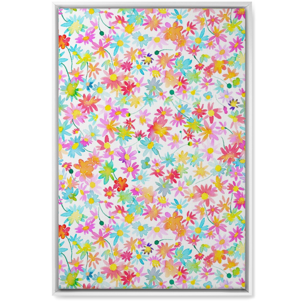 Spring Watercolor Daisies - Multi Wall Art, White, Single piece, Canvas, 20x30, Multicolor