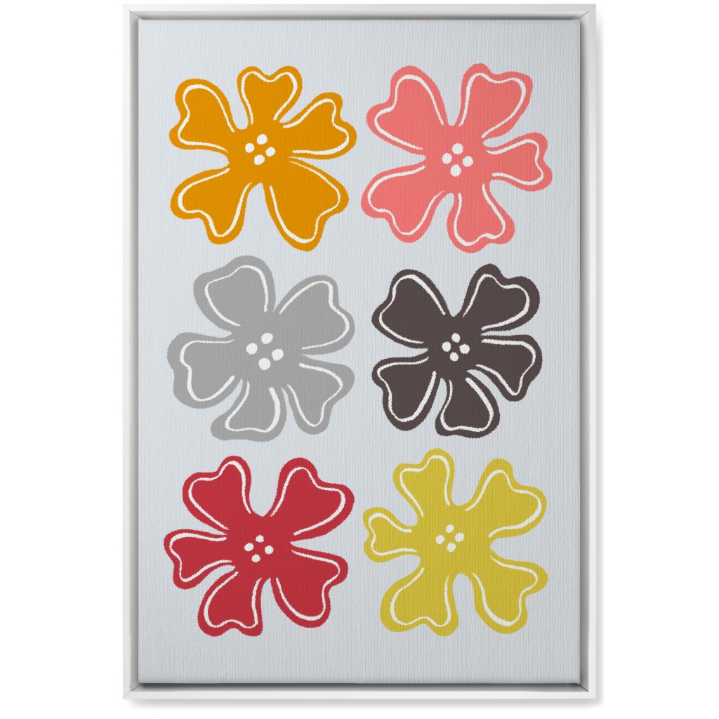 Button Flowers Wall Art, White, Single piece, Canvas, 20x30, Multicolor, Silver Lining