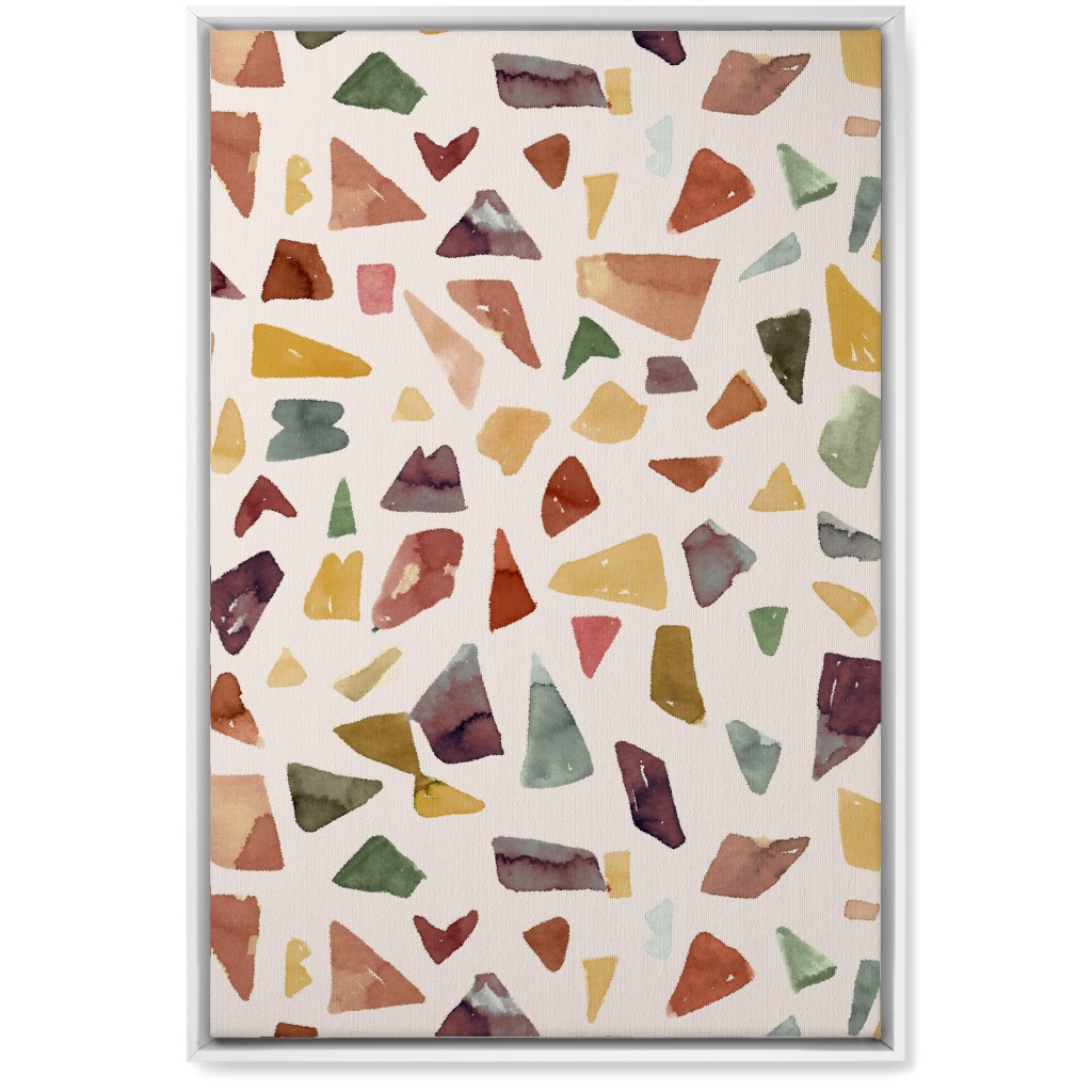 Watercolor Terrazzo - Neutral Wall Art, White, Single piece, Canvas, 20x30, Beige, Pearl