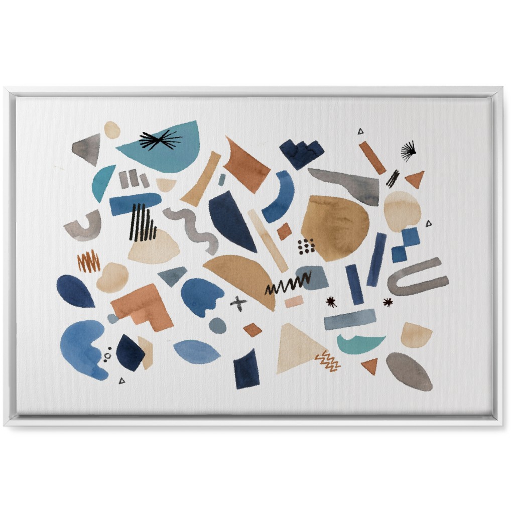 Geometric Abstract Pieces - Blue Wall Art, White, Single piece, Canvas, 20x30, Multicolor