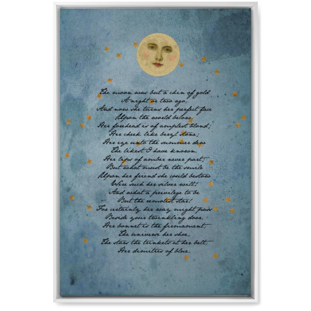 the Moon - Blue Wall Art, White, Single piece, Canvas, 20x30, Blue, True Blue