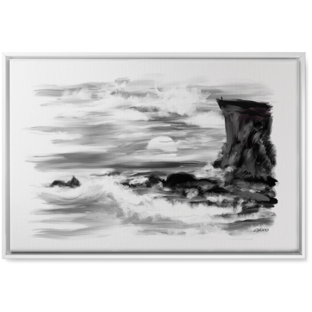 Abrupt - Black and White Wall Art, White, Single piece, Canvas, 20x30, Black, Black
