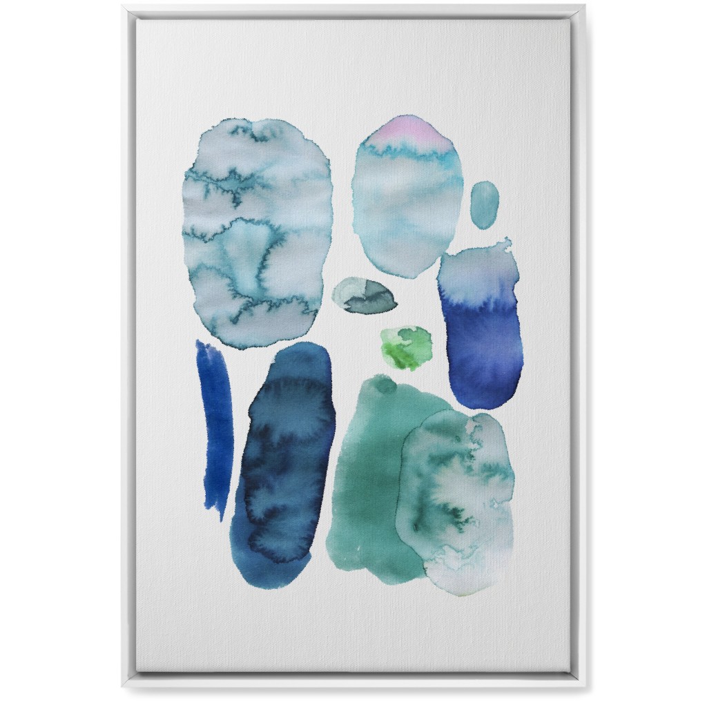 Watercolor Abstract Scandi - Blue and Green Wall Art, White, Single piece, Canvas, 20x30, Blue