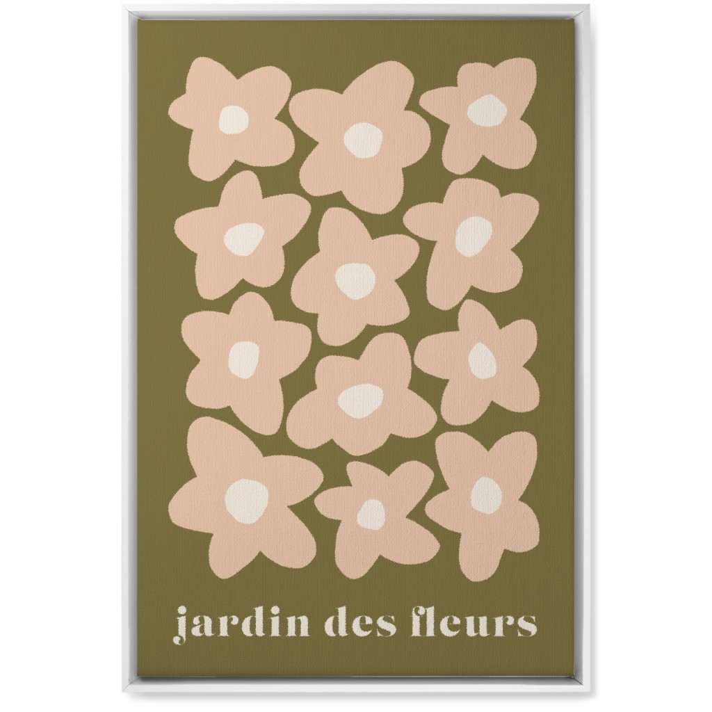 Botanical Graphic Retro Flower Garden Wall Art, White, Single piece, Canvas, 20x30, Green