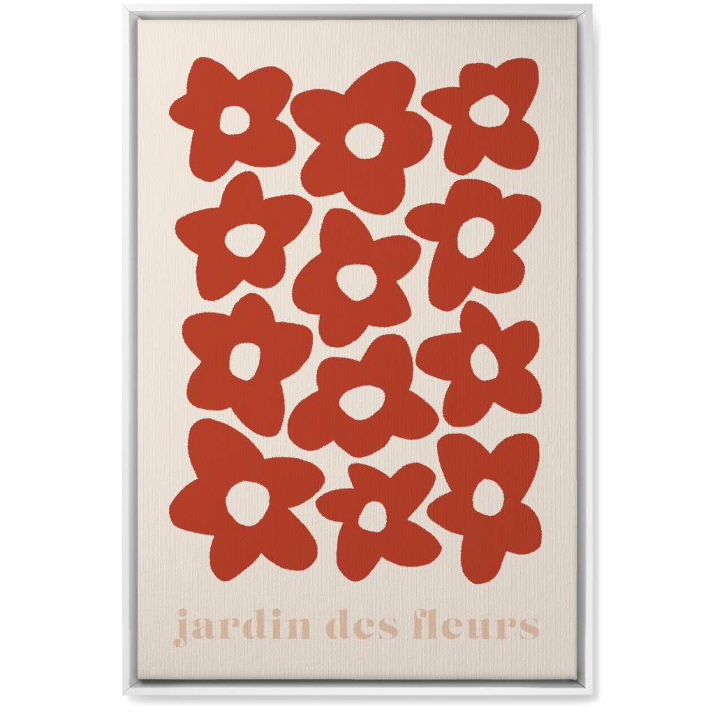 Botanical Graphic Retro Flower Garden Wall Art, White, Single piece, Canvas, 20x30, Red, Cinnamon