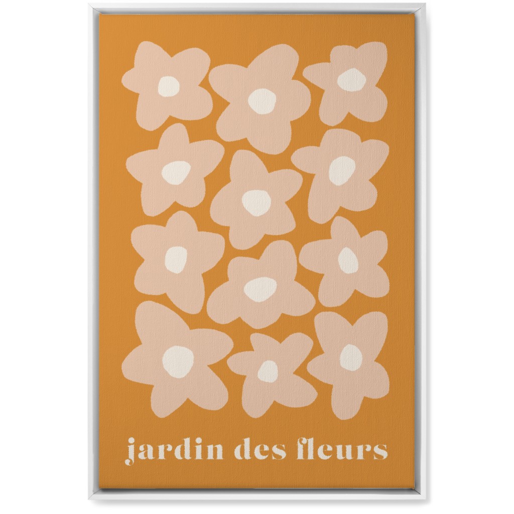 Botanical Graphic Retro Flower Garden Wall Art, White, Single piece, Canvas, 20x30, Orange, Melon