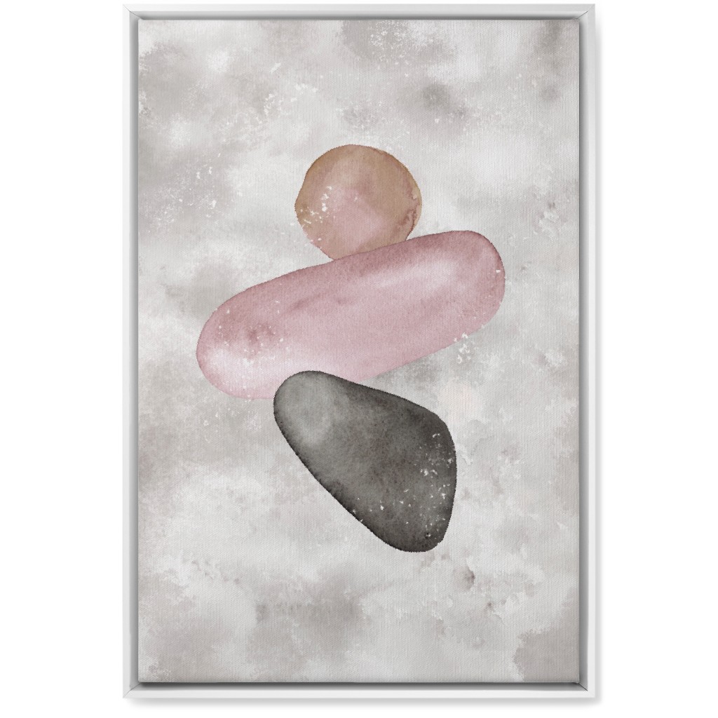 Three Stones Wall Art, White, Single piece, Canvas, 20x30, Gray, Blush