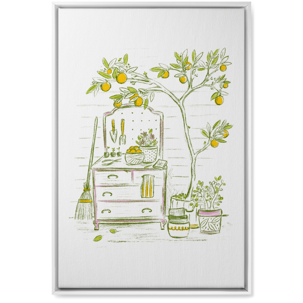 Lemon Tree - Yellow on White Wall Art, White, Single piece, Canvas, 20x30, Yellow, Classic Yellow